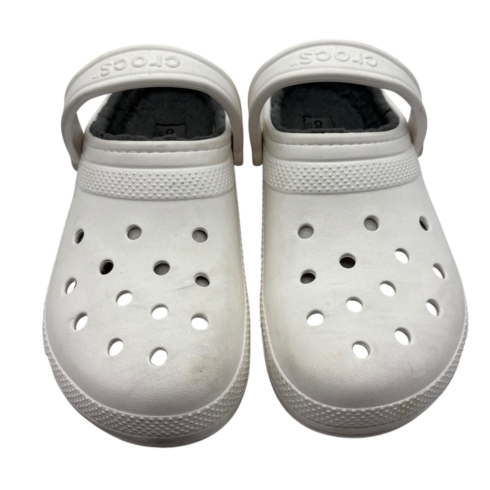 Crocs Classic Lined Clogs White Size M9 W11 Fuzzy Fleece Lined Slip On Shoes - Picture 2 of 11